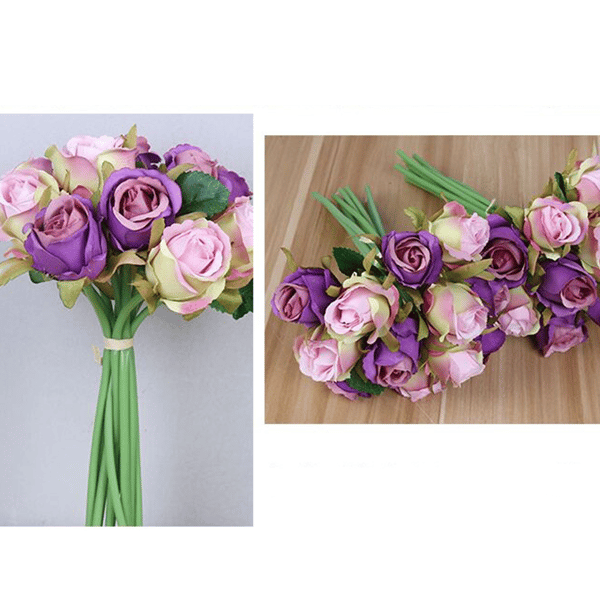 Artificial Rose Bouquet with 24 Heads, Silk Flower with Stem B