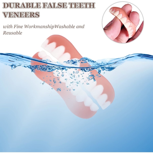 4 par tandproteser kosmetisk faner falska tänder faner vita proteser för kvinnor män bekväma skydda dina tänder