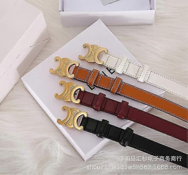 Double C Arc de Triomphe Belt Women Genuine Leather 2.5 Thin Women's Belt Versatile Decorative Cel
