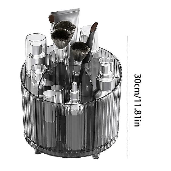 Roterende Makeupbørste Organizer 360° Desktop Kosmetisk Opbevaringsholder translucent gray 1pcs