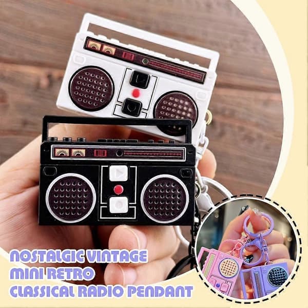 Nostalgisk Vintage Mini Retro Klassisk Radio Vedhæng Svart