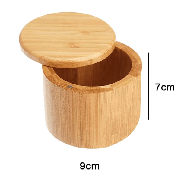 Premium Saltbehållare i Bambu, Saltkar med Magnetisk Snurrfunktion