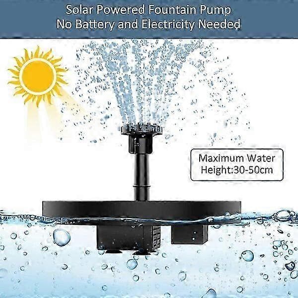 Solar springvandspumpe, 6 dyser, automatisk vandspray 30 - 50 cm