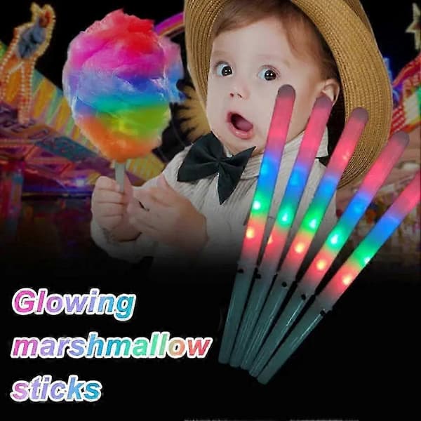 LED Lysende Candy Floss Pinde, 8 Flash-tilstande, Genanvendelige, Kompatible med Alle Co