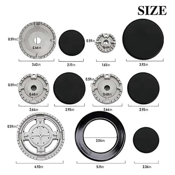 Oppgraderingssett for komfyrhette, gasskomfyrbrenner, flammehette, deksel for kjøkken, passer for komfyrhåndtak - MXBC As Shown