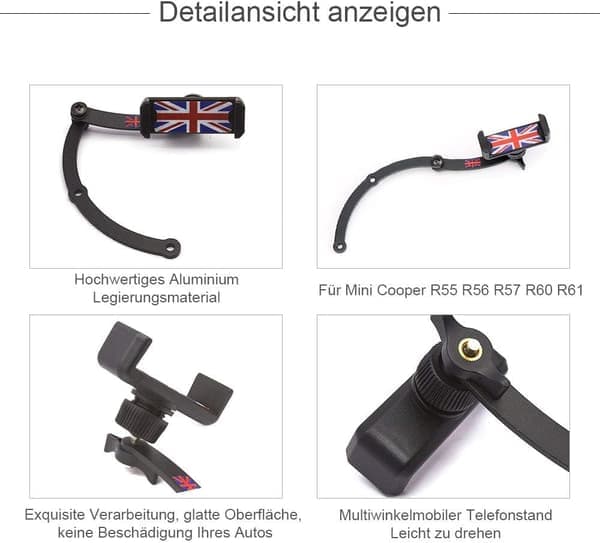 Mini Cooper 360° Invisible Foldable Mobile Phone Holder for Mini Cooper R55 R56 R57 R60 R61 (Mini R)