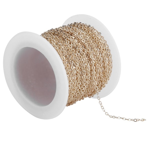 DIY Smyckestillbehör 10 meter Kors O Platt Kedjespole Bulk för Armband Halsband Förlängare KC Guld 2.2x1.8x0.3mm