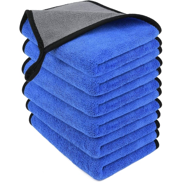 Mikrofiberrengöringsdukar, 6-pack, tvålagers förtjockade handdukar, luddfria superabsorberande handdukar för hushåll