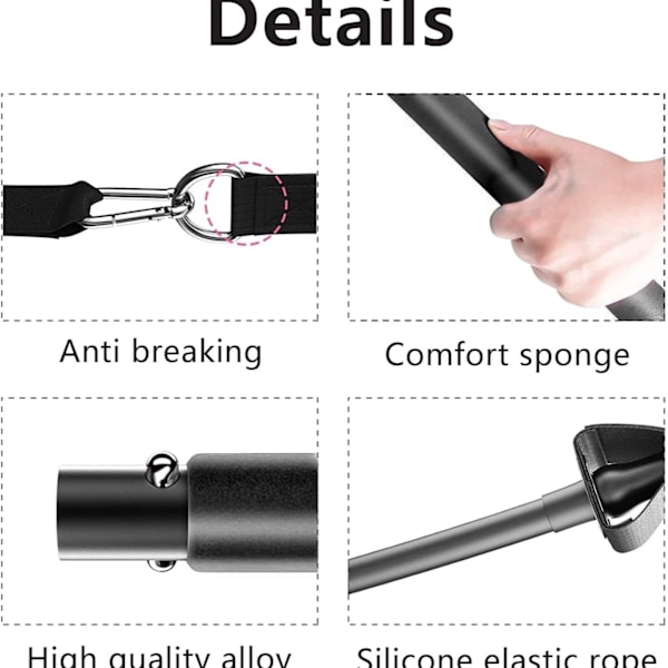Pilates bar sæt med multifunktionel husholdningsmodstand med elastisk reb spændingsreb yoga fitness stick color black