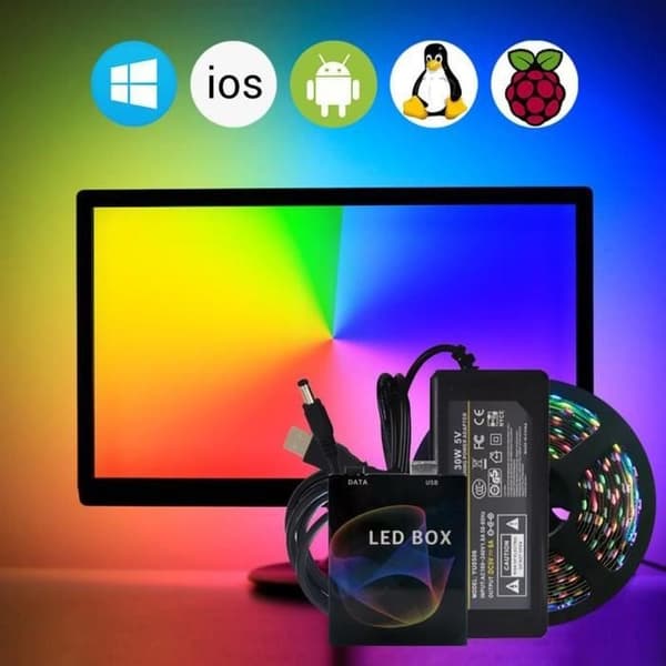 Ambilight LED Strip Lysstripe Bakgrunnsbelysning PC TV 30LEDs/M 4M
