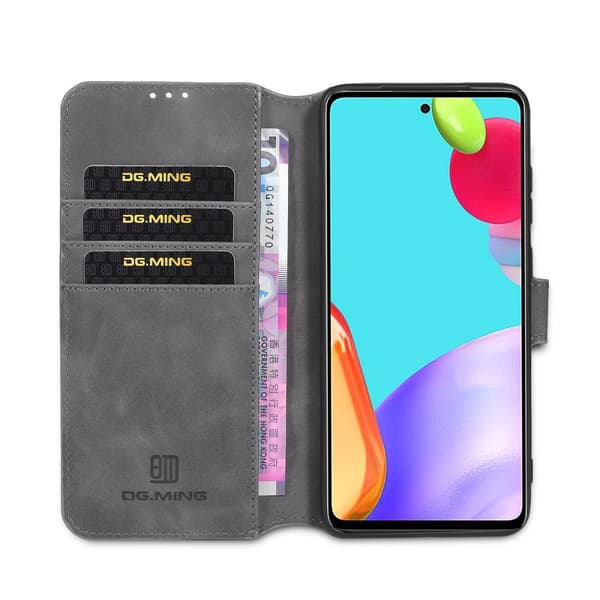 Samsung Galaxy A52 / A52s - DG.MING Retro Nahkakotelo - Harmaa Grey Grå