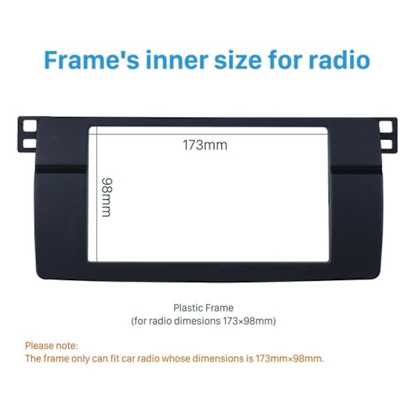 For 3-Series E46 1998-2005 2Din Audio Panel Modifikasjon Panel DVD Navigasjon Panel Ramme Bil Fasci