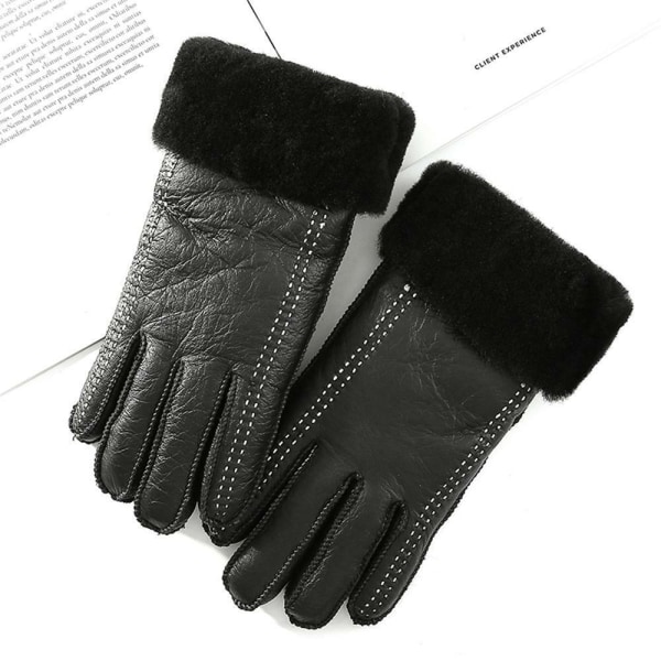 Women Genuine Sheep Leather Gloves Thicken Winter Warm Motorcycle Fleece Gloves