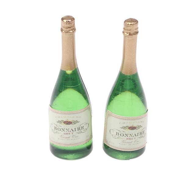 2 st/set Dockhus Champagne Dryckesflaskor 1/12 Skala Mini Dockhusinredning Green 1 Set