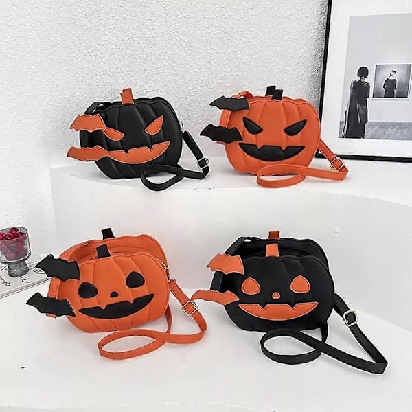 Halloween Kreativ Tegneserie Gresskar Crossbody Bag, Skummel Gresskar Crossbody Bag Orange big mouth