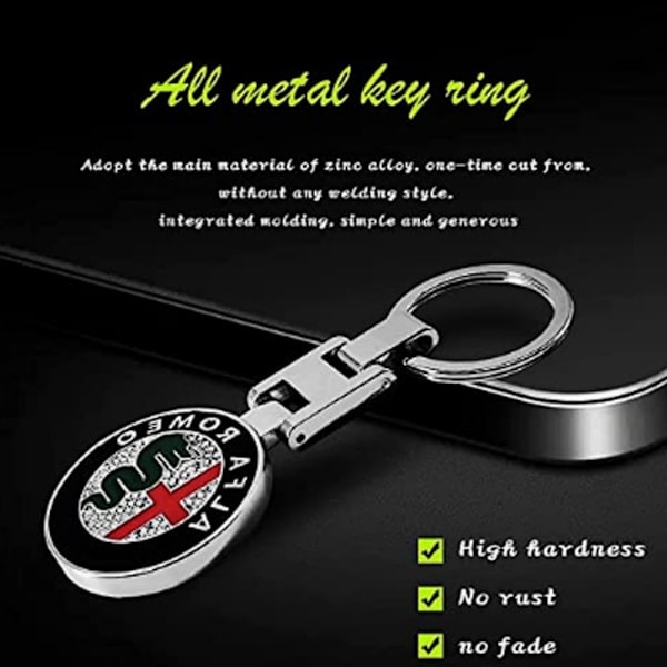 2 stk. dobbeltsidet Alfa Romeo billogotype bil med metal nøglering Ring vedhæng