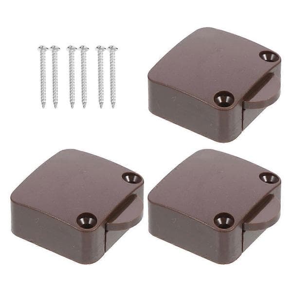 Dørkontakt til skabslys Auto Reset ABS Kobbermateriale Følsom Trigger Bred Anvendelse 3-pak Coffee 3.80X3.30X1.50CM