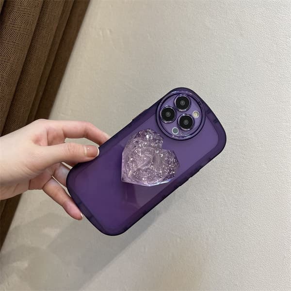 Druvlila mobilskal för iPhone 13, iPhone 14 Pro Max, silikon med kärleksdesign
