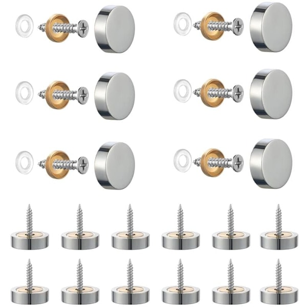 20 stk Børstet Rustfritt Stål Skruer med Dekorative Hatter for Speil, Bord, Skilt, Skap, Glasspaneler Sølv 14mm