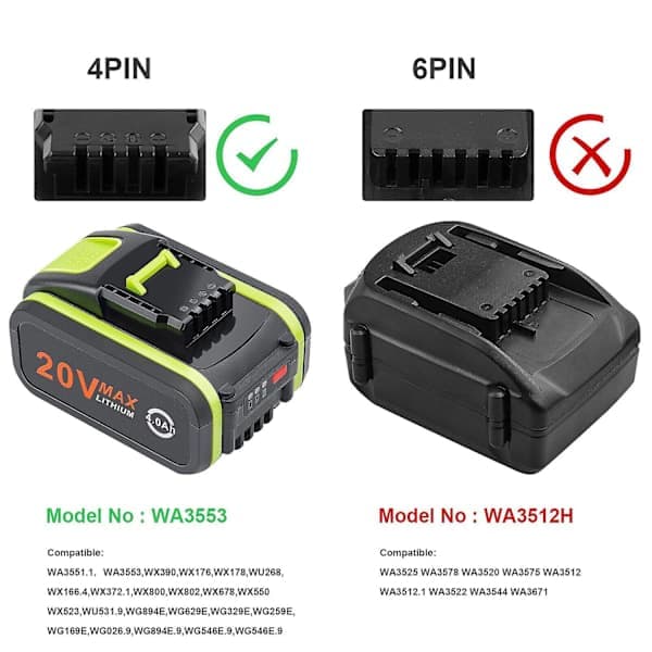 20V 6.0Ah Replacement Battery for WORX WA3553 WA3551 WX390 Power Tools