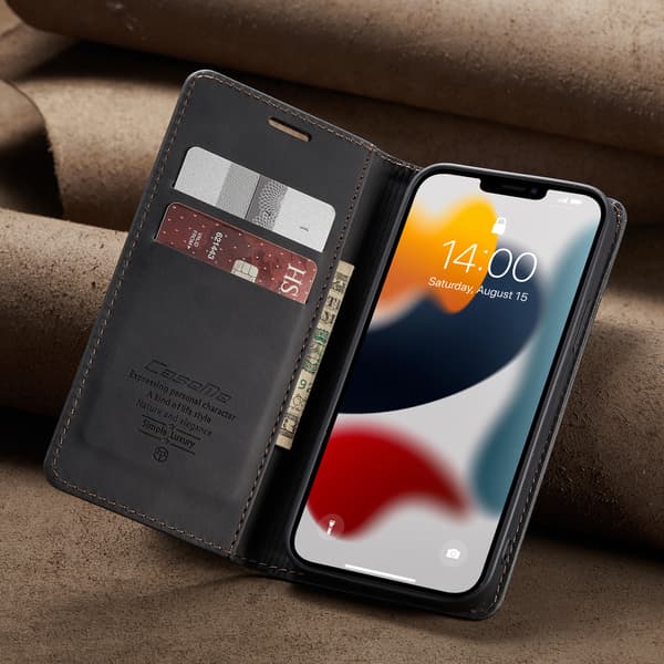 Passende Kompatible iPhone 16 Pro Max Læderetui, Mobiltelefonbeskyttelse (Sort)