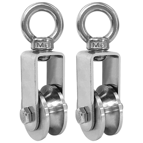 Lyftblock 304 rostfritt stål vajerhjul, M34 trissa med kullager, maximal belastning 250 kg, 2-pack