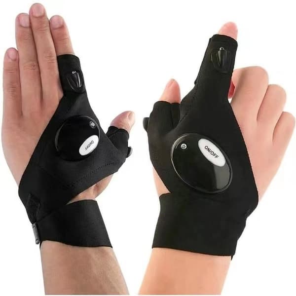 Fiskehandsker til udendørs brug LED-lommelygtehandsker til reparation - P Left and right hands
