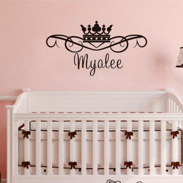 Pretty princess Crown Wall Sticker Personalized Custom Name Girls baby Name