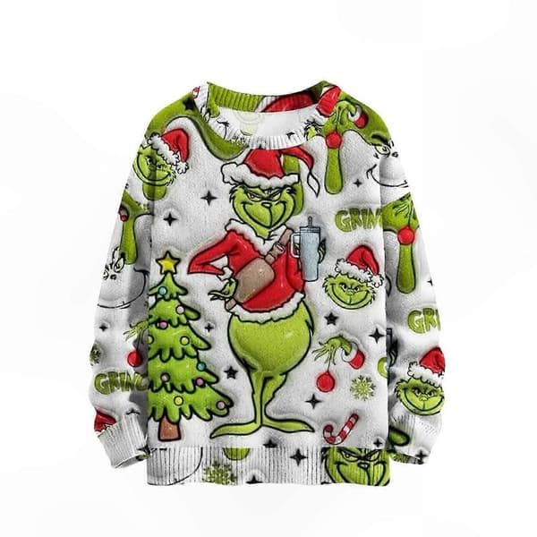 Sjov 3D julesweater til kvinder, strikket langærmet pullover til vinterferien, grim jule top 4 2XL