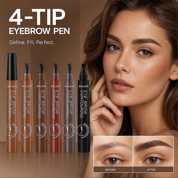 Fyruddig Microblading Ögonbrynspenna Vattentät Kladdfri Ögonbrynstatuering Penna 01Light brown 2.5g