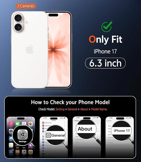 FNTCASE for iPhone 17 Clear Case, Magnetic with Screen Protector, Compatible with MagSafe, Anti-Yellowing Rugged Shockproof Cover, C-Orange C-orange