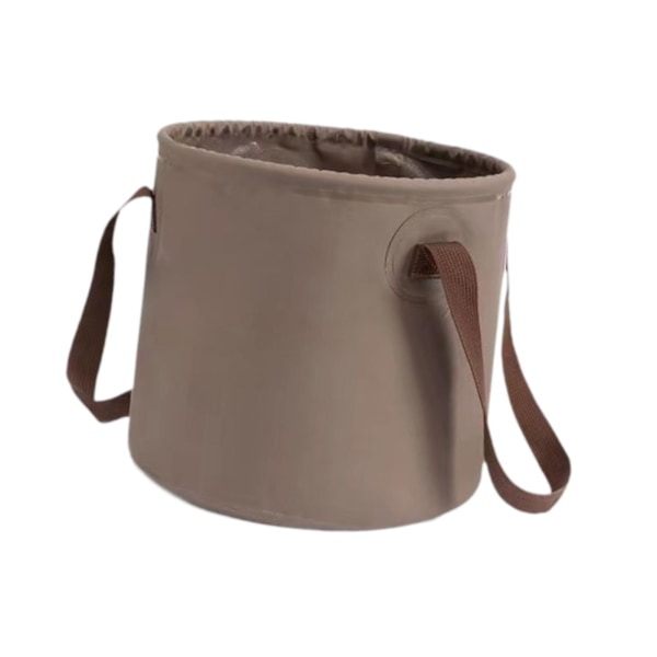 Fodbadspand 20L Sammenklappelig PVC Vandspand til Vandring Sejlads Campingvogne Khaki 31cmx27cm