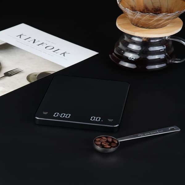 Oppladbart kaffevåg med timer 3 kg / 0,1 g Svart