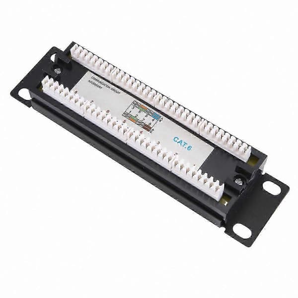 8-ports CAT6 Patchpanel 1U Rackmonteret Netværksadapter med RJ45-stik Black