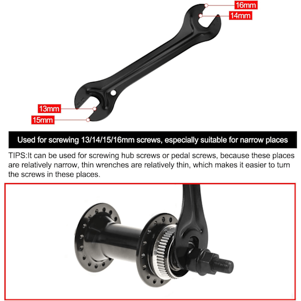 2 stk sykkelkonusnøkkel navnøkkel, sykkelhjulnavaksel konusjusteringsnøkkel pedalskiftenøkkel reparasjonsverktøy