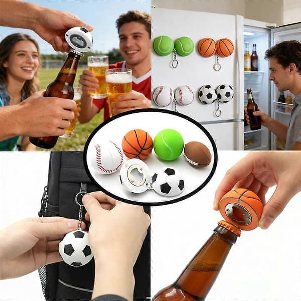 Sportsboldformet flaskeåbner - Design nyhed ølåbner til bar, hjemmefest og gave E