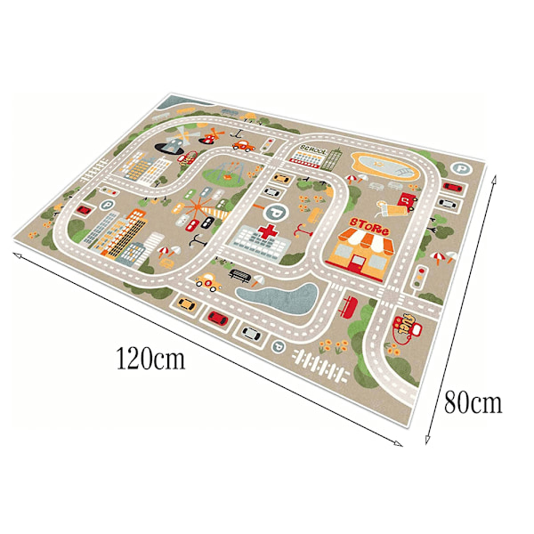 Capslpad Børnetæpper, Legetæppe til Børn, Bygade 160 x 100 cm, Børnetæppe, Legetæppe, Læringsarealtæppe, Pædagogisk Legetæppe til
