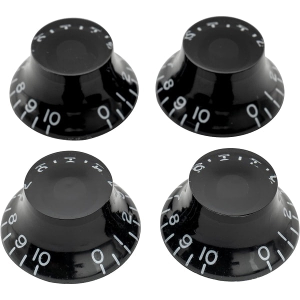 Pro Imperial Tommestørrelse Bell Top Hat Knotter Kompatible med USA-produserte Elgitarer av Les Paul-modell, Svart (Sett med 4)