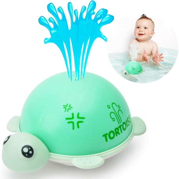 AI Baby Bath Toys, Tortoise Induction Spray Water Toy with LED Light Up Sprinkler Toy for Kids Toddler Infant Whale Bathtub Toy