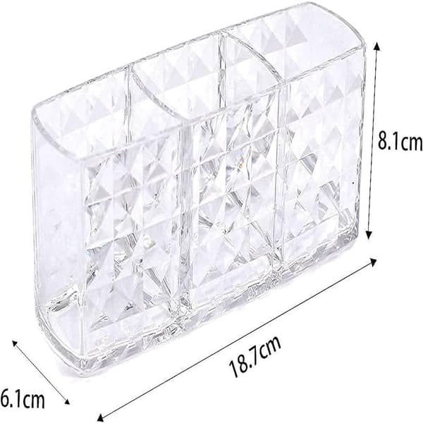 Makeupbørste Opbevaring Transparent Akryl 3 Rum Børste Organizer Børste Opbevaringsboks