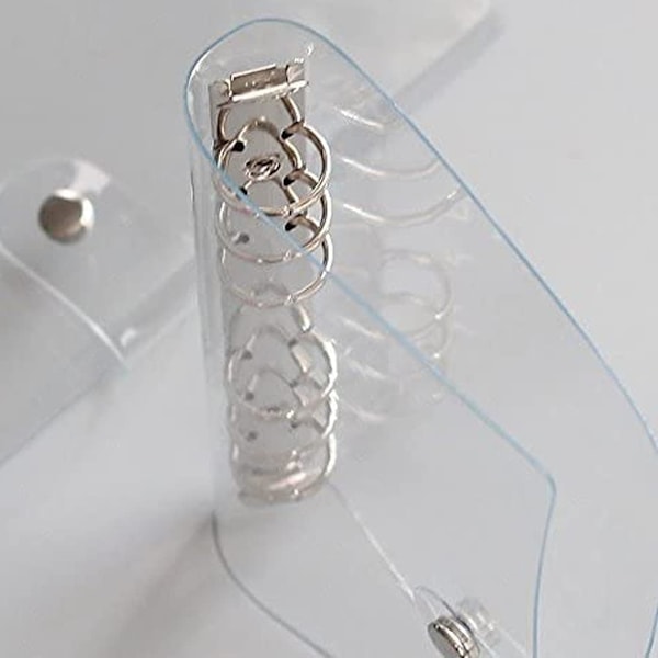 Ringpärm i klar mjuk PVC med 6 hål, vattentät lösbladspärm med transparent linjal, påfyllningsbar A6-pärm
