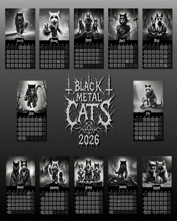 Svarte Metallkatter 2026 Kalender
