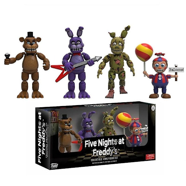 2024 Five Nights At Freddy's Actionfigur FNAF Skrekkspill Foxy Bonnie Bear Samlemodell 4 stk Figurer Leksaker Boksatt Gave B