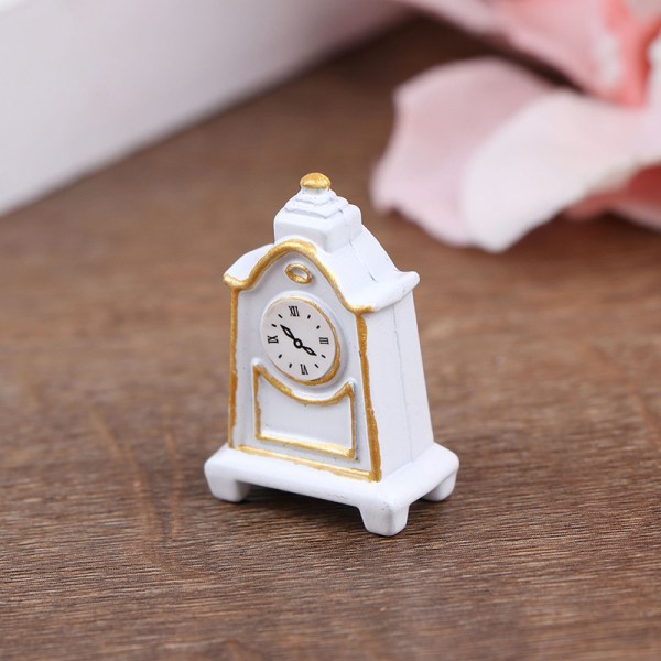 1Pc 1 12 Dollhouse Miniature Accessories Retro White Pendulum Table Clock