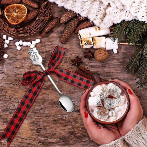 12 stycken julkaffeskedar i rostfritt stål, miniskedar för kaffe, te, soppa, socker och dessert