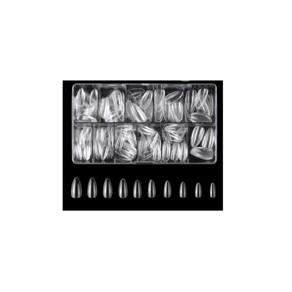 500 st Amerikanska Nagel Tippar Mandel Medium Kort Transparenta Lösnaglar Gel x Amerikanska Naglar 11 Olika Storlekar