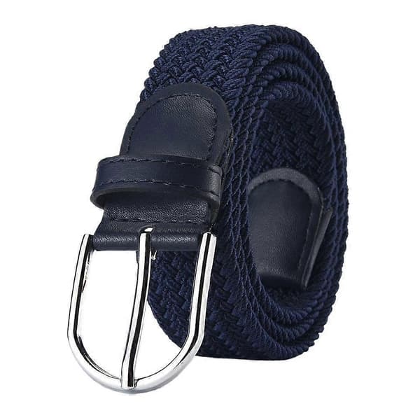 Vävt elastiskt vardagsbälte med stiftspänne i legering, midjerem i canvas för unisex navy Blue