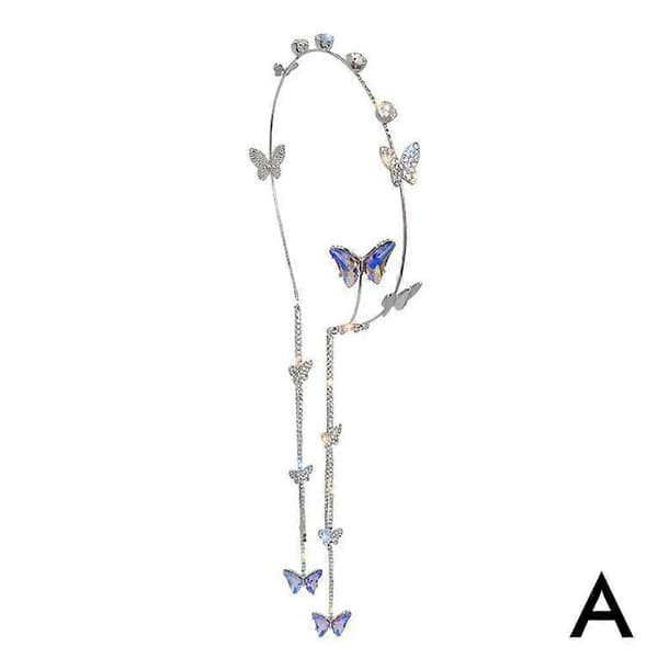 ✨Rhinestone Lang Sommerfugl Dusk Pannebånd Solid-Krystall Tilbehør HU:K golden onesize