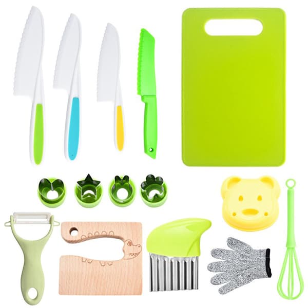 Kids Kitchen Knives Kitchen Set Kids Cookware Multicolored 15 Piece Set