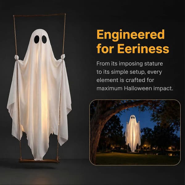Kæmpe hængende spøgelse – LED-lysende Halloween-havedekoration 180cm With Light